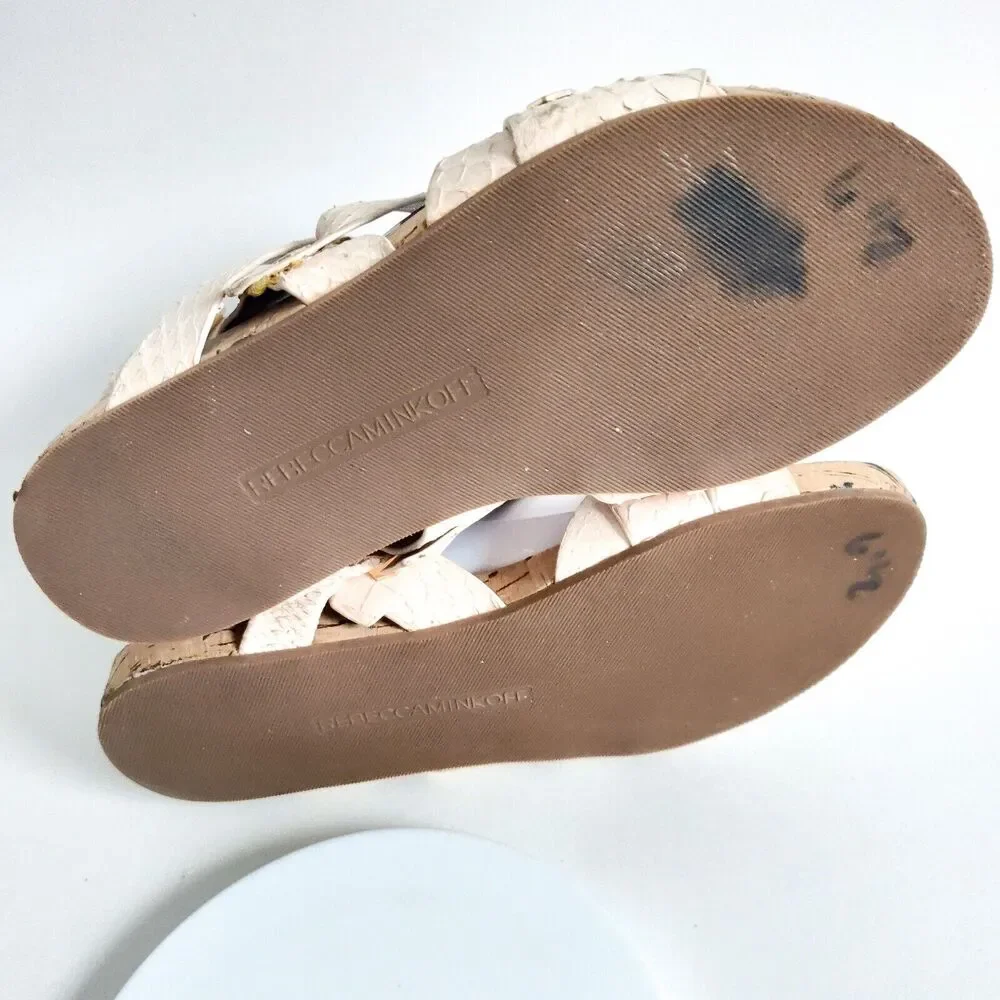 Rebecca Minkoff Pastel Pink Gladiator Sandals Textured Snake Studded Size 6.5‎
